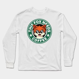 Fox Needs Coffee Long Sleeve T-Shirt